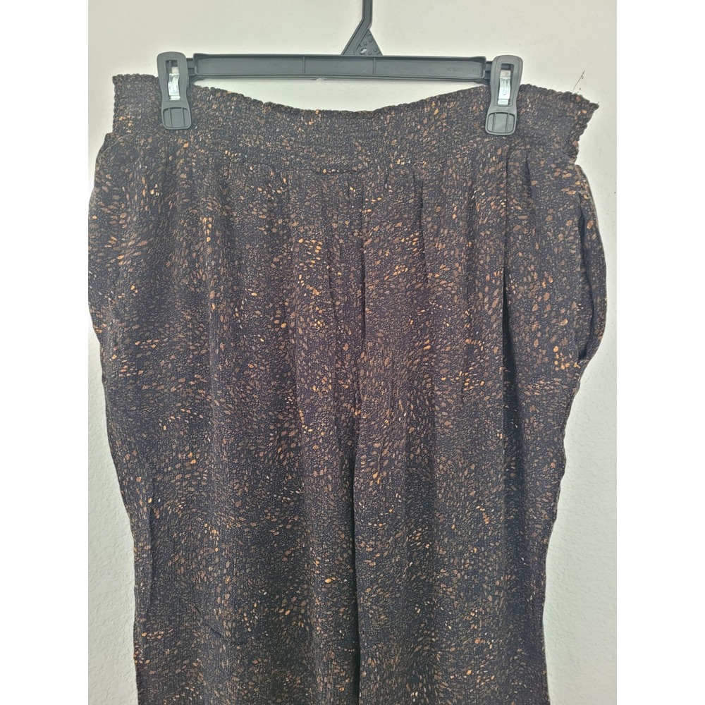 DR2 Womens 1X Black Gold Metallic Speckled Wide Leg Smocked Waist Pants #2 - Picture 5 of 7